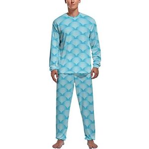 Blue Wave Sea Soft Heren Pyjama Set Comfortabele Lange Mouw Loungewear Top En Broek Geschenken M