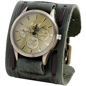 Punk Retro Armband Horloge Leer Gothic Mode Manchet Sieraden Brede Lederen Mode Manchet Polshorloge (Color : D)