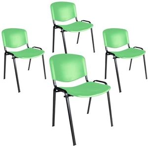 Topsit Office & More Set van 4 bezoekersstoelen, stapelbare conferentiestoel, met zitting en rugleuning van kunststof, groen