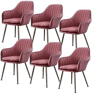 GEIRONV Dineren stoelen Set van 6, Flanel zitplaats gestoffeerd met armleuningen lounge stoel hotel kantoor receptie stoelen Eetstoelen (Color : Bean paste color)