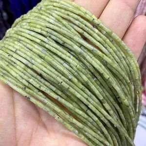 Natuursteen kralen 2x4mm hematiet agaat jaspis kristal cilinder buis losse spacer kralen voor sieraden maken doe-het-zelf armband ketting - Chinese groene jade