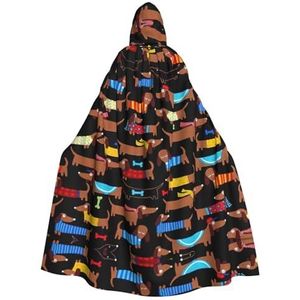 WURTON I Love My Dog Teckels, carnavalskostuums voor volwassenen, cosplay, cape kostuums, mantel met capuchon voor vrouwen en mannen, 185 cm