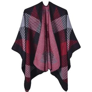 UBOHUZ Lente Autum Vrouwen Sjaal Imitatie Kasjmier Modieuze Warme Slijtage Reizen Cape Poncho Lady Capes Voor Lente Herfst Winter, Diep Rood, One size