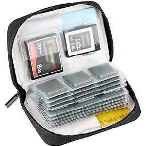 KIWIFOTOS 28 sleuven met ritssluiting geheugenkaart draagtas voor 24 x SD/SDHC/SDHC-kaarten + 4 x CF (Compact Flash)/XQD-kaarten, SD-kaarthouder etui portemonnee draagtas - grijs