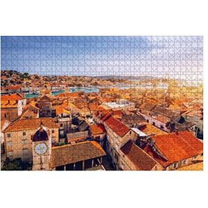 Puzzel 1000 Stukjes Historische Gebouwen Aan De Promenade In Trogir, Kroatië. Trogir Is Populair Speciale Puzzel Voor Volwassenen Klassieke Puzzels Houten Puzzel Voor Volwassenen En Kinderen