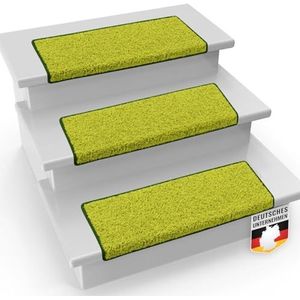 casa pura - Shaggy trapmatten - Groen - Barcelona - Bescherming voor traptreden - Set van 15