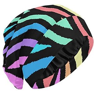 PUXUQU Slaapmuts muts kleurrijk abstract zebra print bonnet slaapmuts nachtmuts hoofddeksel nacht hoofddeksel slapen haar slaap hoed haaruitval cap voor dames meisjes vrouwen