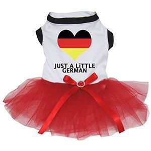 Petitebelle Puppy hond kleding gewoon een beetje Duitse witte katoenen top rode jurk (klein, wit)