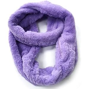 Imitatiebont Infinity sjaal met ritszakken - geheime verborgen reiszak. sjaals voor meisjes en vrouwen, Paars, one size