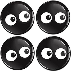 Biomar Labs® 4 x 60 mm stickers 3D-ogen zwart siliconen voor wieldoppen naafdoppen wielnaafdop wiel sticker naafdop A 1860