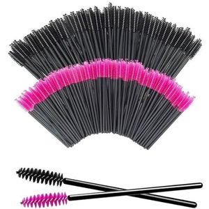 Wimper-Wenkbrauw & Eyelash-Mascara Wands-Cosmetische Make-up Tool Kits (Rood-Zwart, 200 stuks)