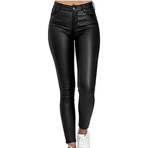 Dames Stretch Broek Van Imitatieleer Met Hoge Taille - Stretchbroek For Dames - Damesbroek Van Imitatieleer Dameslegging(Noir,L)