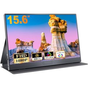 CUIUIC Draagbare monitor, 15,6 inch Draagbaar Scherm IPS FHD 1920x1080 HDR, Draagbare Display met USB-C Mini HDMI Poort, voor Laptop/Mac/PC/Xbox/Switch