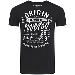 riverso RIVLeon T-shirt voor heren, ronde hals, korte mouwen, regular fit, 100% katoen, zwart (D1jd), L