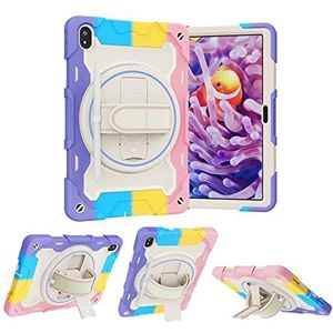 Tablet PC-hoes Kids Case Compatible with Lenovo Tab P11 2020 TB-J606F Case&Tab P11 Plus 2021 TB-J616F/J607F, Multi-Hoek Elastische Beugel+360° Verstelbare Draaibare Handriem Drie-in-een Shell, Valbest