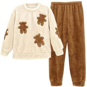 LUBOSE Dames Fleece Pyjama Set Koraal Fleece Casual Homewear Tweedelige Set Zachte Pyjama Set (XXL, M15)