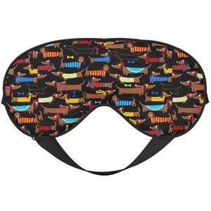 I Love My Dog Teckels afdrukken all-Occasion Sleep Eye Mask met dubbelzijdige verstelbare riem perfect voor ploegendiensten en reizen