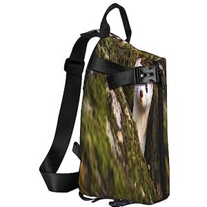 Sling Rugzak Borsttas Leuke Puppy Grappige Anti-Diefstal Crossbody Schoudertas Dagrugzak Outdoor Sport Reizen Wandelen voor Mannen Vrouwen, Schattige wezel, Crossbody Backpack