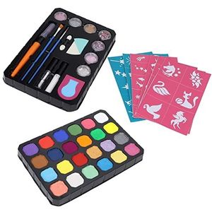 Make-up verf palet stencil 24 kleuren strass schminken kit glitter poeder met spons voor cosplay