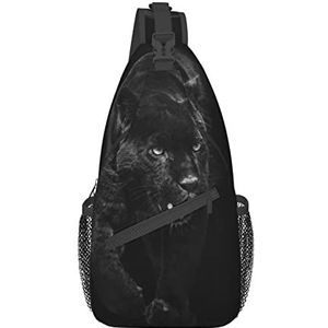 NOKOER Animal Panther Printed Crossbody Sling Rugzak,Reizen Wandelen Borst Tas Dagrugzak, Multifunctionele Crossbody Schoudertas Klein, Zwart, One Size