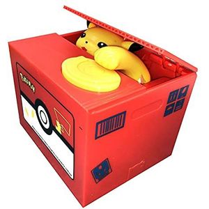LCIUPSCO Piggy Bank Geschenken 12 * 10 * 9 cm rood Pokemon Pikachu Bank Anime Elektronische Spaarpot Steal Coin Geld Safe Box Action Figure