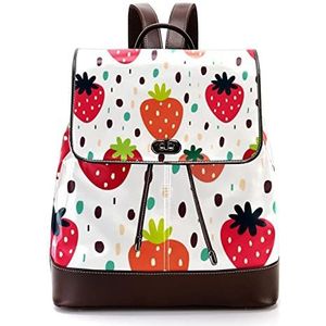 Fruit patroon aardbeien zomer gepersonaliseerde schooltassen boekentassen voor tiener, Meerkleurig, 27x12.3x32cm, Rugzak Rugzakken