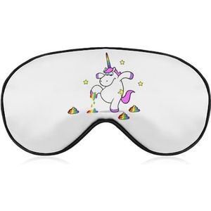 Roze grappige eenhoorn kicks regenboog poep slaapmasker met verstelbare riem, comfortabel zacht oogmasker slaaphulp, lichtblokkerende oogmaskers