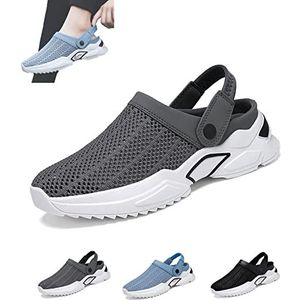 Men's Orthopedic Hollow-Out Summer Sandals, Mens Mesh Breathable Sandals, Non-Slip Lightweight Orthopedic Shoes (Color : Grey, Size : 44 eu)