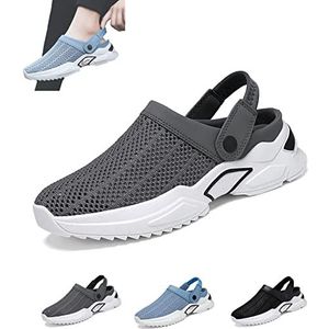 Men's Orthopedic Hollow-Out Summer Sandals, Mens Mesh Breathable Sandals, Non-Slip Lightweight Orthopedic Shoes (Color : Grey, Size : 44 eu)