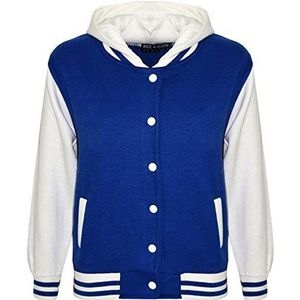A2Z 4 kids Meisjes Jongens B.B Hooded Plain Jacket Varsity Classic Baseball Stijl Lichtgewicht - B.B Plain Hooded Jacket Royal 11-12