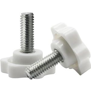 Kunststof kop ster duimschroef, 5 stuks bevestigingsknop vergrendelingsstuk(White,M6x45mm)