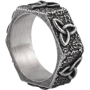 Noordse Keltische Triquetra Knoop Ring - Mannen Vrouwen Viking Vintage Trinity Knot RVS Ring - Engagement Wedding Band Bescherming Ierse Zeshoek Geometrische Ring Sieraden (Color : Silver, Size : 11