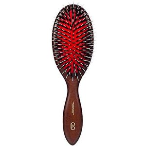 L'Artisan Brossier - Pneumatische haarborstel voor distel van massief beukenhout - Traditionele borstel groot formaat, pure wildzwijnharen en nylon noppen - gemaakt in Frankrijk, zwart Ebene