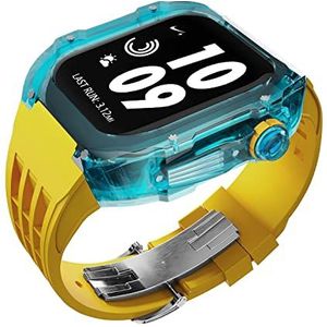 OFWAX Luxe Transparante Horloge Mod Case, Voor Apple Horloge 45mm 44mm Modificatie Kit Set, Voor iWatch Series 8 45MM 6 5 4 44 MM Rubber Band, For 44mm, agaat