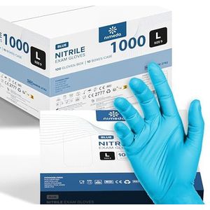 Kemes Nitril handschoenen, L, 1000 stuks, lichtblauw, wegwerphandschoenen, latexvrij, poedervrij, nitril, maat large