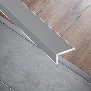 Vloerdrempel Overgangsstrip， 8,8ft trapneusrandafwerking, aluminiumlegering randbeschermer for hardhouten vloeren, L-vormige vinyl vloertrede-tredestrip(Grey)