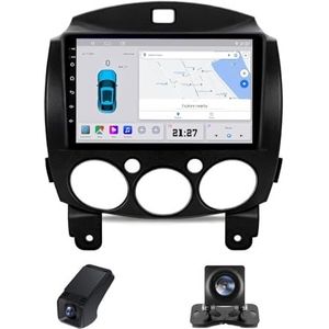 Android 14 Autoradio geldt voor Mazda 2 DE 2007-2014 Autoradio 2 Din Carplay Android Auto 9 Inch Touchscreen met GPS-navigatie WiFi FM-radio Camera ADAS DVR 1080P-Video(X1)