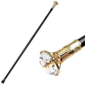 Metalen wandelstok Crystal Diamond Head Scepter Royal Crystal King Wandelstok Fancy Gentleman for mannen en vrouwen (Color : Gold)