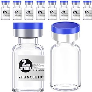 ZHANXUBIO Steriele lege flesjes met zelfgenezende injectiepoort en aluminium plastic dop, steriel pakket (2 ml helder 10 stuks)