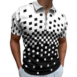 Pixel Gradient poloshirt voor heren, casual T-shirts met rits en kraag, golftops, slim fit
