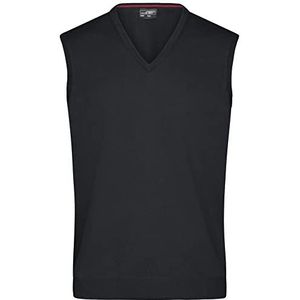 James & Nicholson Heren V-pullunder - klassiek gesneden trui van hoogwaardig katoen, zwart, S