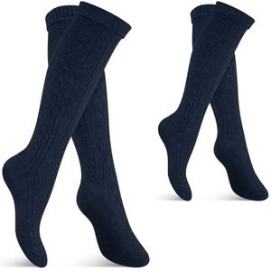 Celodoro Klederdrachtkousen voor dames en heren, 2 paar, Oktoberfest, kousen met omslag, marineblauw, 43-46 EU