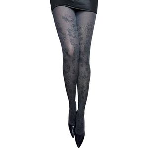 Marilyn Panty met patroon met rozenmotief, 40 denier, grijs (melange & black), 40/42