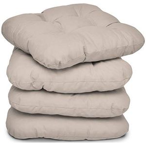 Beautissu set van 4 Zitkussens 40x40 cm Lisa - Comfortabel stoelkussen stoelpads zitkussen met 8 cm vulling - Zacht eetkamer stoel bank kussen in Taupe