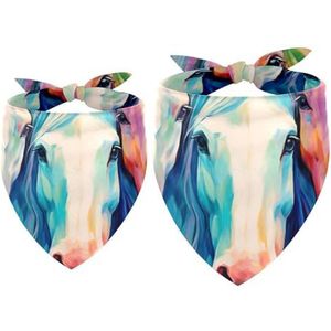 Hondenbandana's, accessoires voor kleine middelgrote grote huisdieren honden katten, 2-delig, abstracte kunst kleurrijk paard, hondensjaal