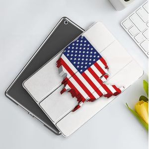 CONERY Hoesje compatibel iPad 10,2 inch (9e/8e/7e generatie) USA kaart, Amerika continent figuur met nationale vlag symbool glorie land ontwerp decoratief, marine, slanke slimme magnetische hoes met
