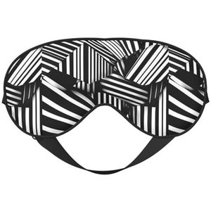 Zwart-wit Geometrische Lijnen Unisex Elastische Verstelbare Gesp Ontwerp Verduisterend Slaap Oogmasker voor Thuis Reizen Yoga Kantoor Nap