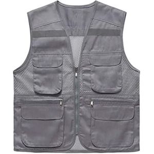 Fluorescerend Vest Reflecterend pak polyester vezel reflecterende veiligheidsvest met zilveren staaf geschikt for nachtelijke jogging Reflecterend Harnas (Color : Grey, Size : 3XL)