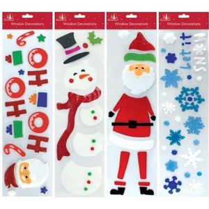 4 x Kerst Venster Cling Stickers Herbruikbare Glas Decoraties Sneeuwvlok Santa Sneeuwpop Verticale Gel Decoratieve Klemt zich vast