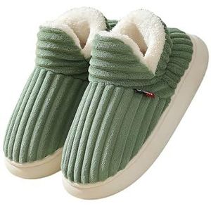 Katoenen pantoffels, unisex, comfortabele pluizige pantoffels, zachte antislip pantoffels van traagschuim, lichtgewicht dameswinterslippers (Color : Green, Size : 36-37/24cm)